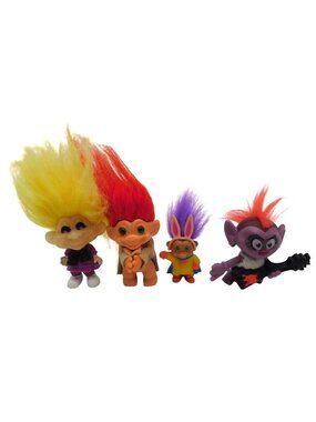 Vintage Troll 4 Doll Figurines Lot Burger King Glow in the Dark SOMA 2.5" - 4"